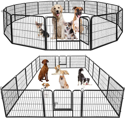 BestPet | Dog Playpen | 24 Inch, 16 Panels | Heavy Duty Metal Pet Exercise Pen | Indoor Outdoor