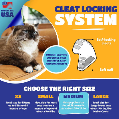 Soft Claws Safe Scratch-Free Solution for Cats - CLS (Cleat Lock System), Size: Medium, Color: