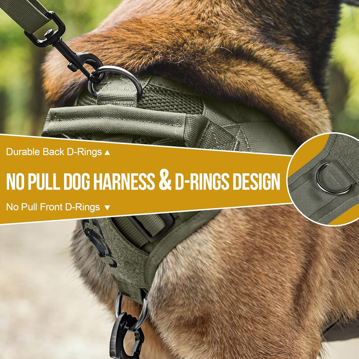 OneTigris No Pull Tactical Dog Harness for Large Dogs, Aire Mesh Harness Breathable Military Dog