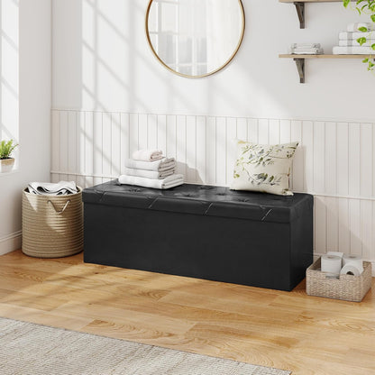 Sweetcrispy 43 Inches Folding Ottoman with Storage Bench, Foot Rest Stool, End of Bed Storage Bench