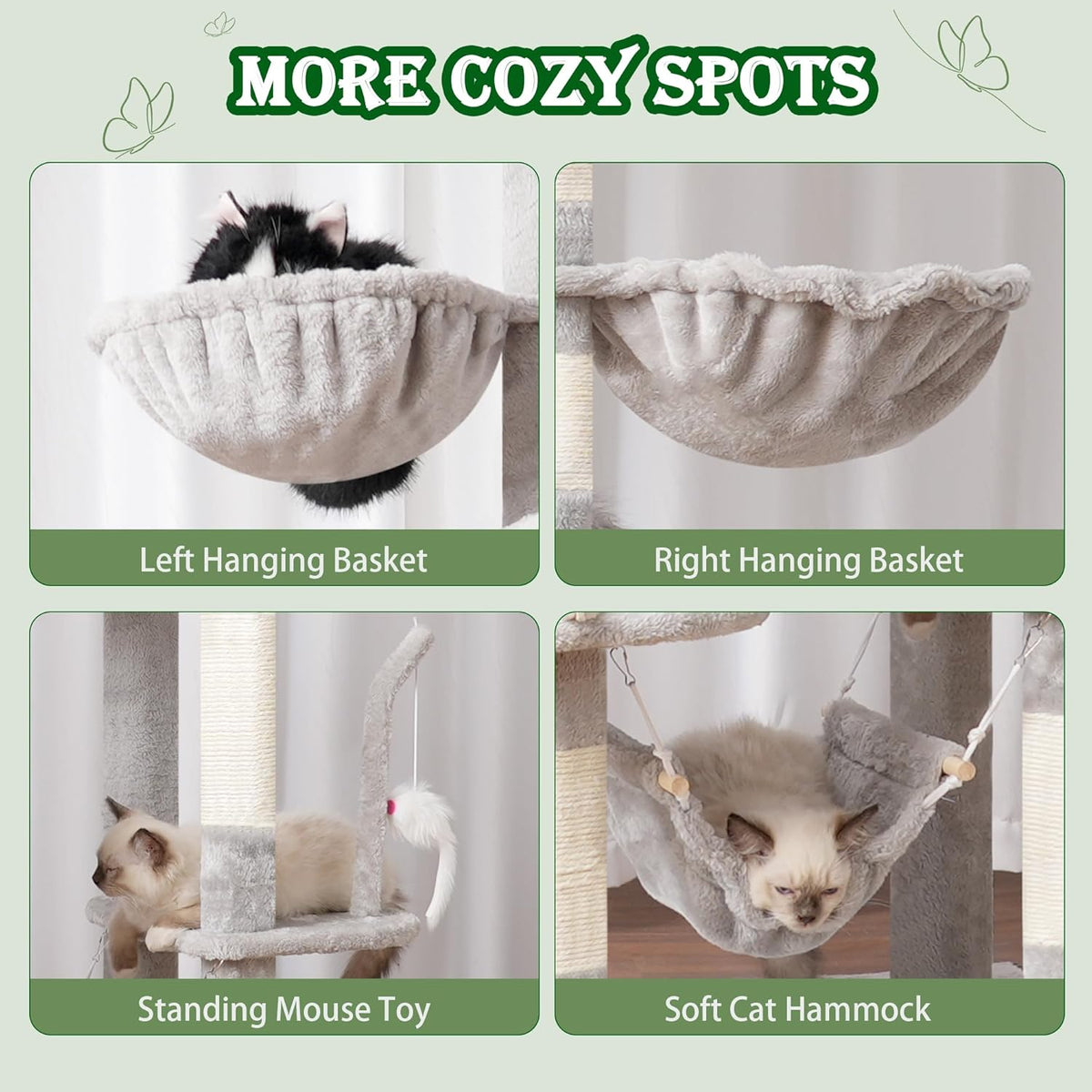 Cat Tree for Large Cats, 78.7"(200cm) Tall Cat Tower for Indoor Cats Multiple Cats with Large Top
