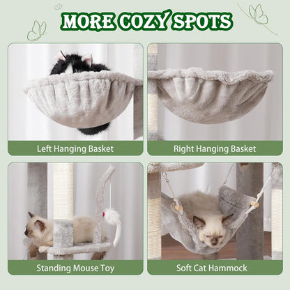 Cat Tree for Large Cats, 78.7"(200cm) Tall Cat Tower for Indoor Cats Multiple Cats with Large Top