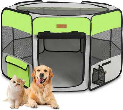 Dog Playpen, Portable Pet Play Pen for Cat, Puppies, Rabbits, Chickens, Foldable Large-Capacity Pet
