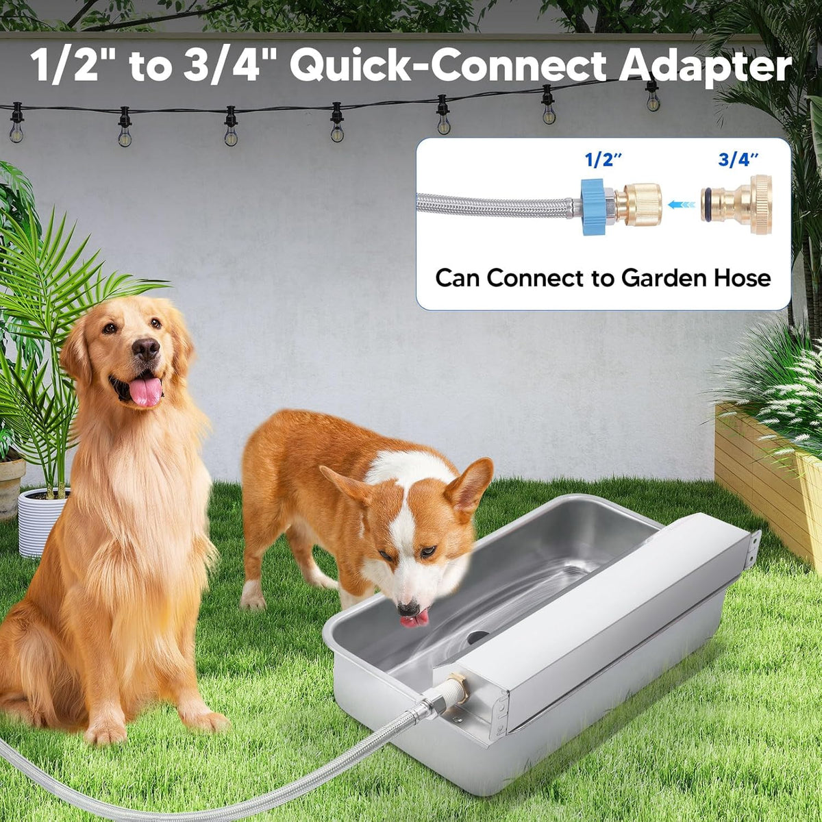 Automatic Water Dispenser for Dog, 6L Dog Water Bowl Dispenser, Large Stainless Steel