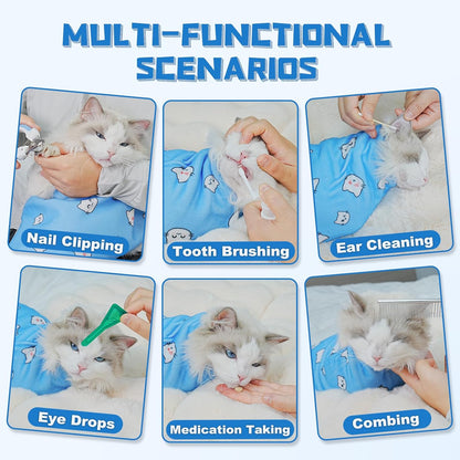 Supet Cat Wrap for Cutting Nails, 2025 Self-Adherent Cat Grooming Wrap, Anti-Escape Calming Cat