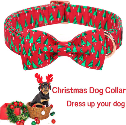 Unique style paws Christmas Dog Collar with Bow Best Winter for Small Medium Large Dogs -Christmas