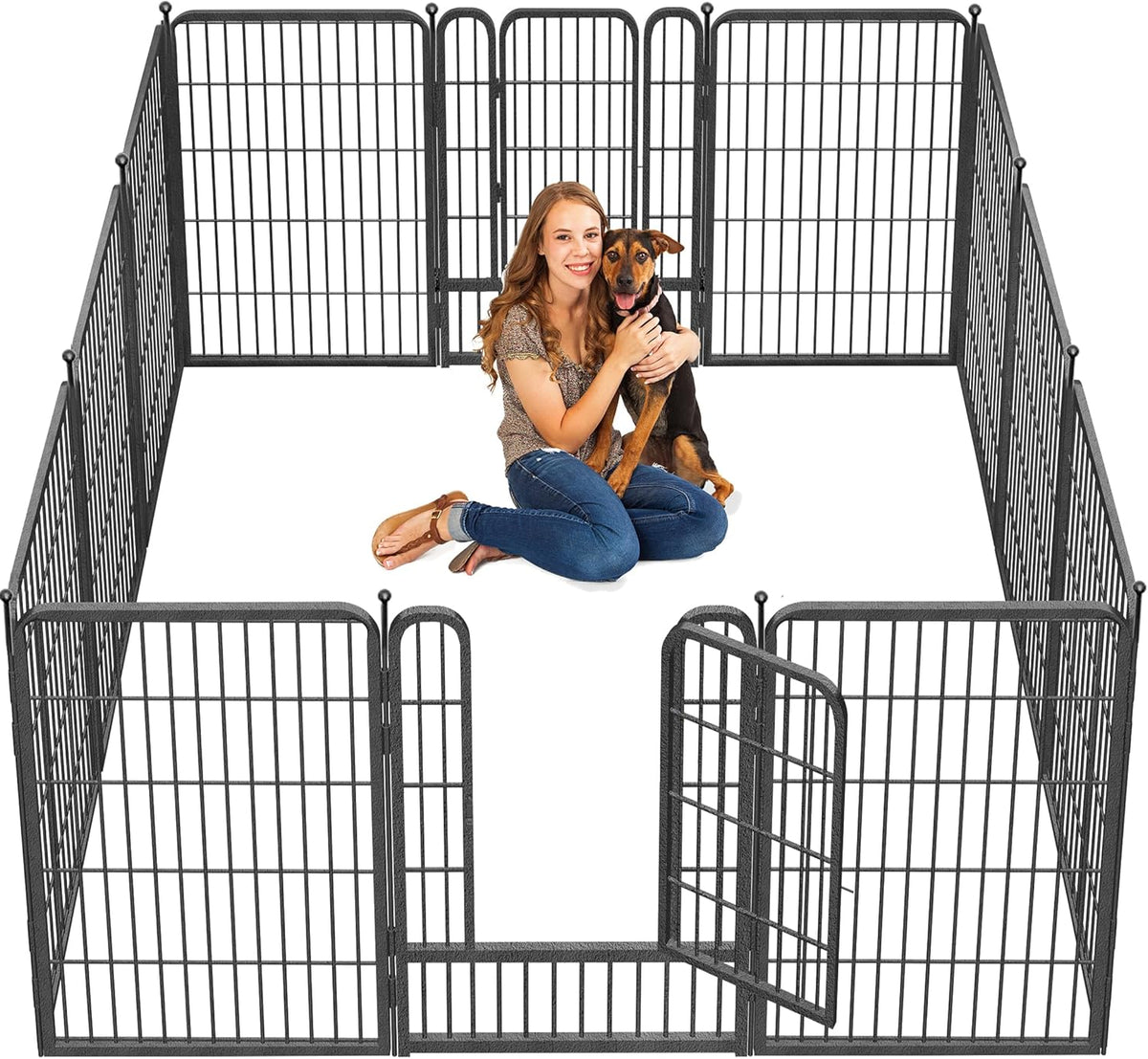 Dog Playpen 32 inch 10 Panels Indoor Dog Pen for Medium/Small Dogs Heavy Duty Metal Dog Fence