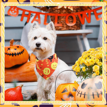 Abbylike 200 Pcs Halloween Dog Bandanas Bulk Pumpkin Bandanas for Dogs Pets Triangle Kerchief Bibs