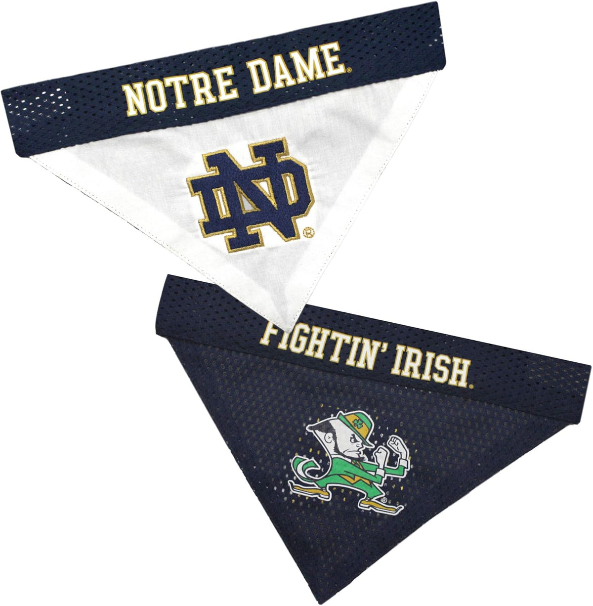 Pets First Collegiate Pet Accessories, Reversible Bandana, Notre Dame Fighting Irish Size