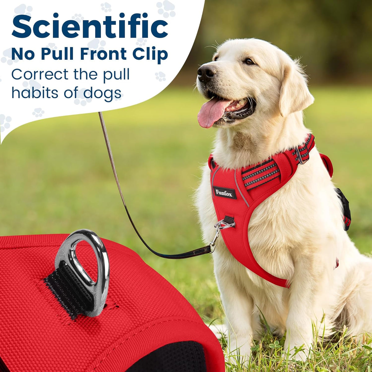Funfox Dog Harness No Pull, Adjustable Pet Vest Harness, Super Soft Material with Vertical Handle