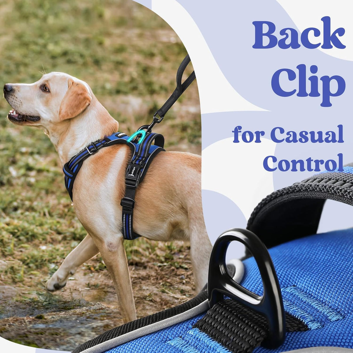 rabbitgoo Dog Harness Medium Sized, No Pull Pet Harness with 3 Buckles, Adjustable Soft Padded Vest