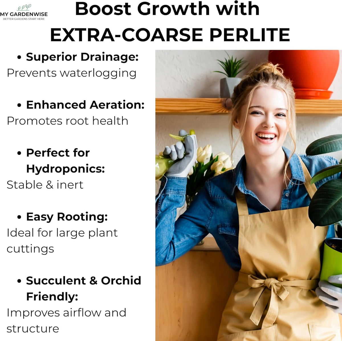 Perlite for Plants, Extra Coarse Grade 4 Horticultural Perlite, Organic Perlite for Gardening