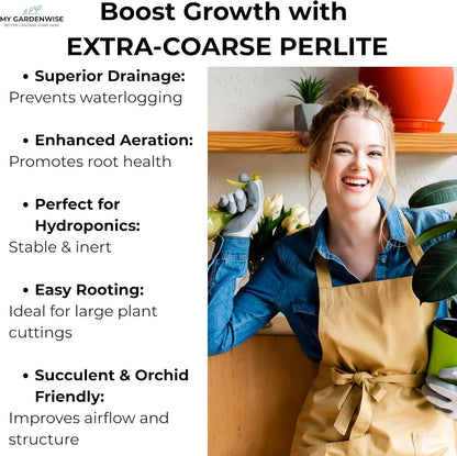 Perlite for Plants, Extra Coarse Grade 4 Horticultural Perlite, Organic Perlite for Gardening