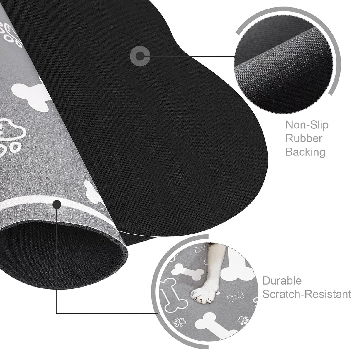 Dog Cat Food Mat,Rapid Absorbent Pet Feeding Mat, Bone Shaped Dog Placemat Water Bowl Mat with