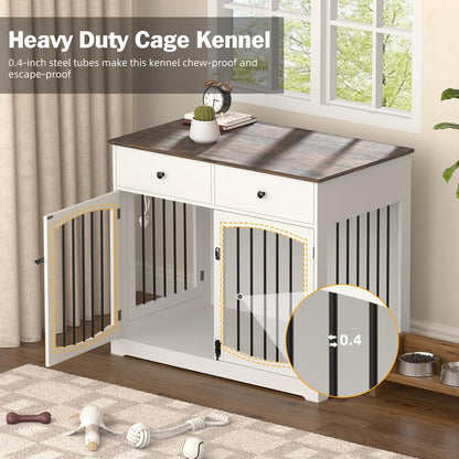 40 Inch Furniture-Style Dog Crate-Multipurpose Wood Pet Crate Furniture with Double Doors,2