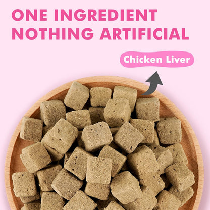 Freeze Dried Cats & Dogs Raw Treats, All Natural Single Ingredient Chicken Liver, High Protein