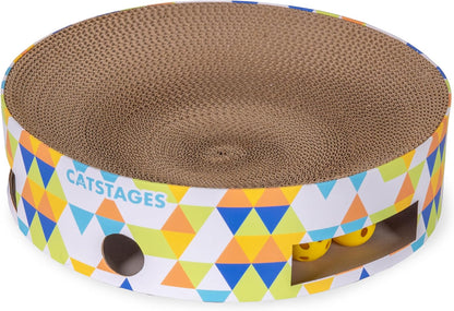 Catstages Bowl Track Scratcher Cat Ball-Track Toy, Corrugated Scratch, and Lounger All-in-One, Two