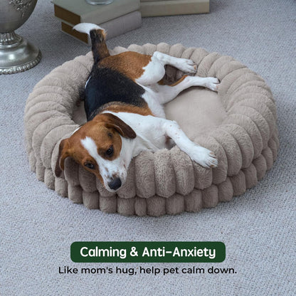 BALANCE Luxury Donut Dog Bed, 30 Inches Round Dog Bed Medium Size Dogs Washable, Orthopedic Calming
