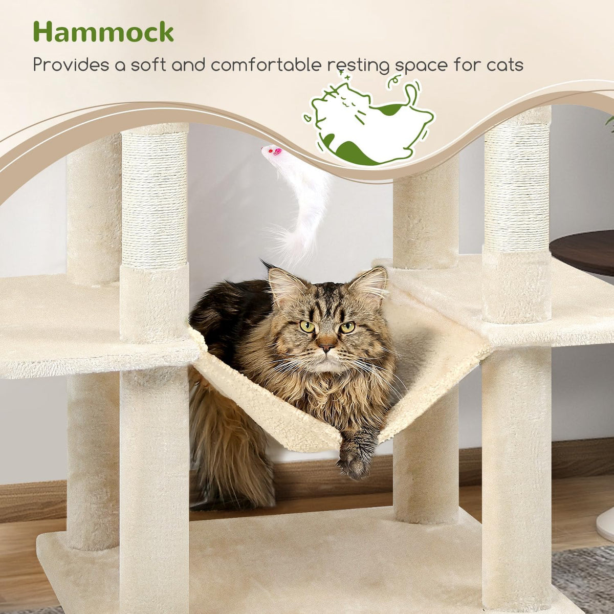 Globlazer Cat Tree Tower, 76-Inch Extra Tall Multi-Level Cat Furniture with Cozy Condos, Hammock