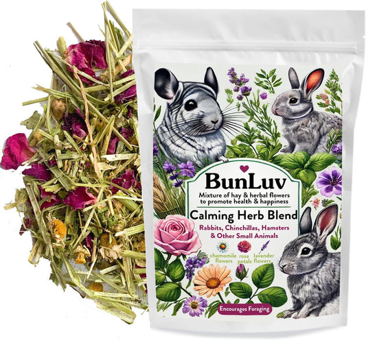 Herbal Calming Forage (2 Ounces): Premium Rabbit Food, Hay for Guinea Pigs Food, Chinchilla Food
