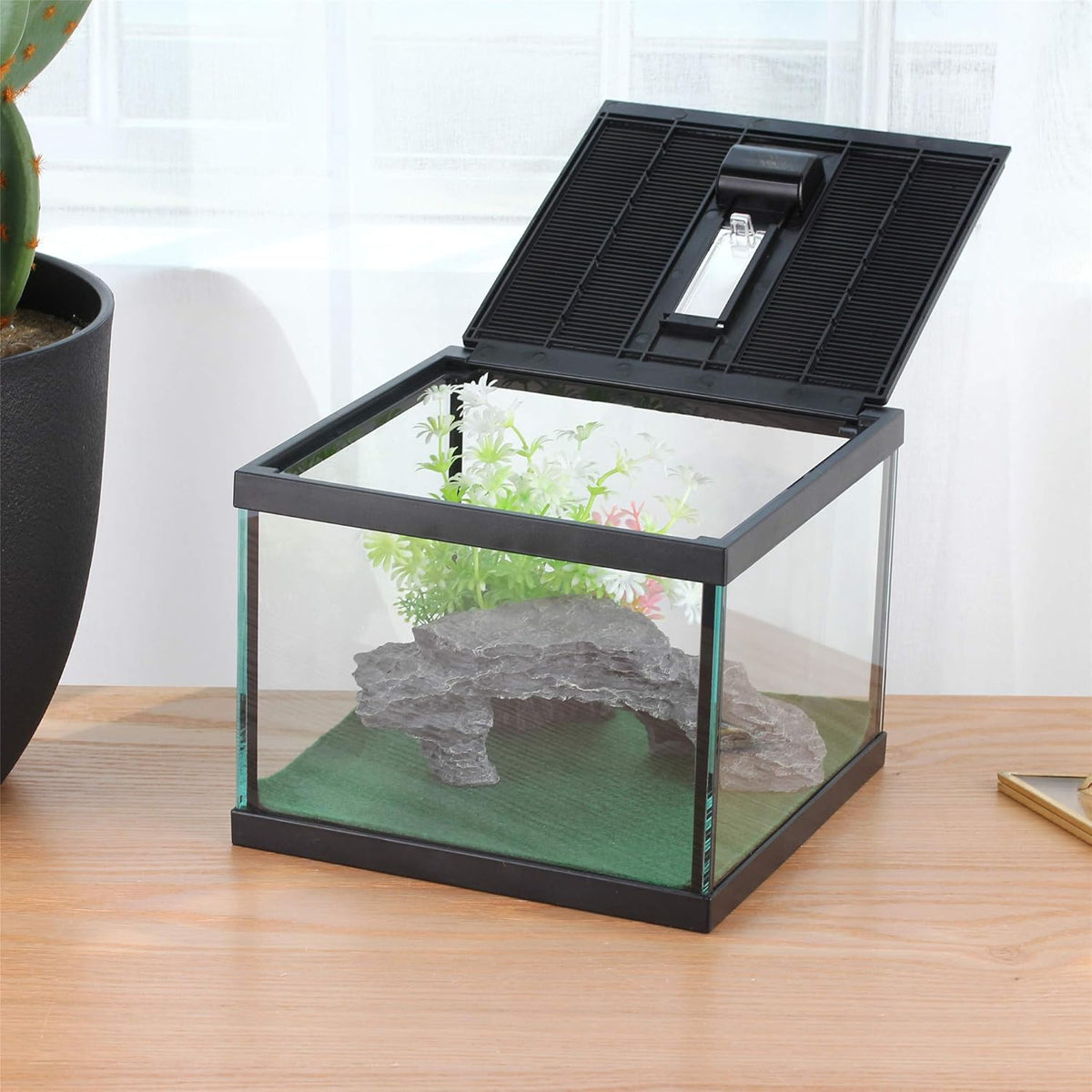 crapelles Glass Lizard Tank, Spider Box Kit, 7.8x7.8x5.9'' Tarantula Feeder Insects Beetle Habitat