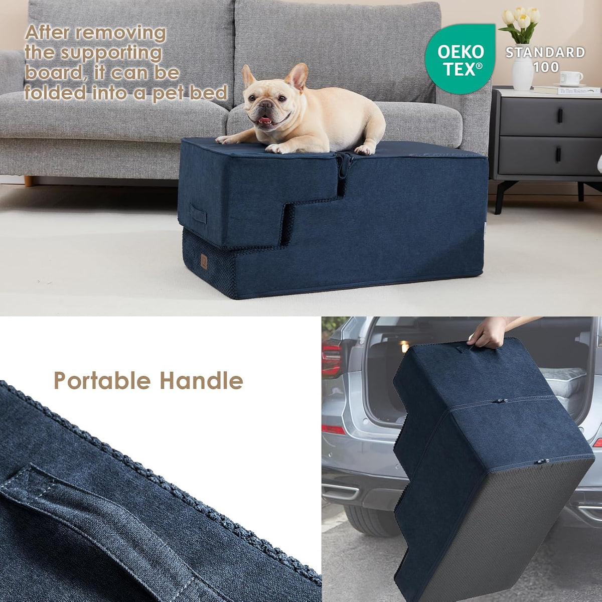 EHEYCIGA Dog Stairs for High Bed 22.5" H, 5-Step Dog Steps for Bed, Pet Steps for Small Dogs and