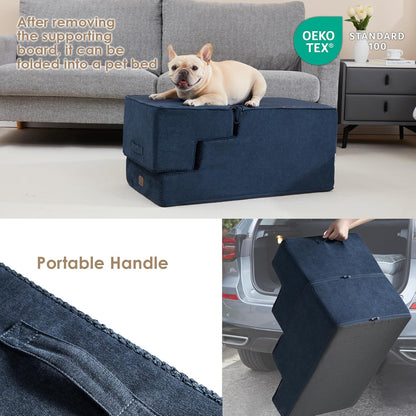 EHEYCIGA Dog Stairs for High Bed 22.5" H, 5-Step Dog Steps for Bed, Pet Steps for Small Dogs and