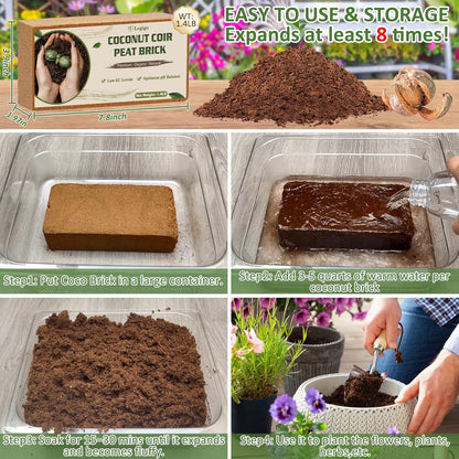 Legigo 6 Pack Premium Coco Coir Brick for Plants- 100% Organic Compressed Coconut Coir Bricks
