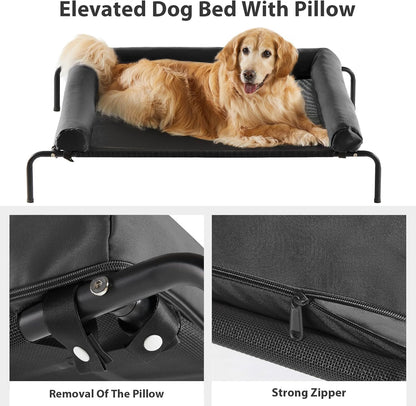 RRPETHOME Large Elevated Cooling Dog Bed, Raised Dog Cot Beds for Large Dogs, Elevated Outdoor Pet