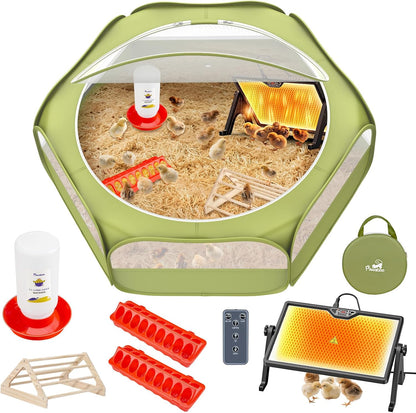 Pawaboo 6-in-1 Chicken Brooder Box for Chick Starter Kit, Includes Pet Cage Tent, Brooders Heating