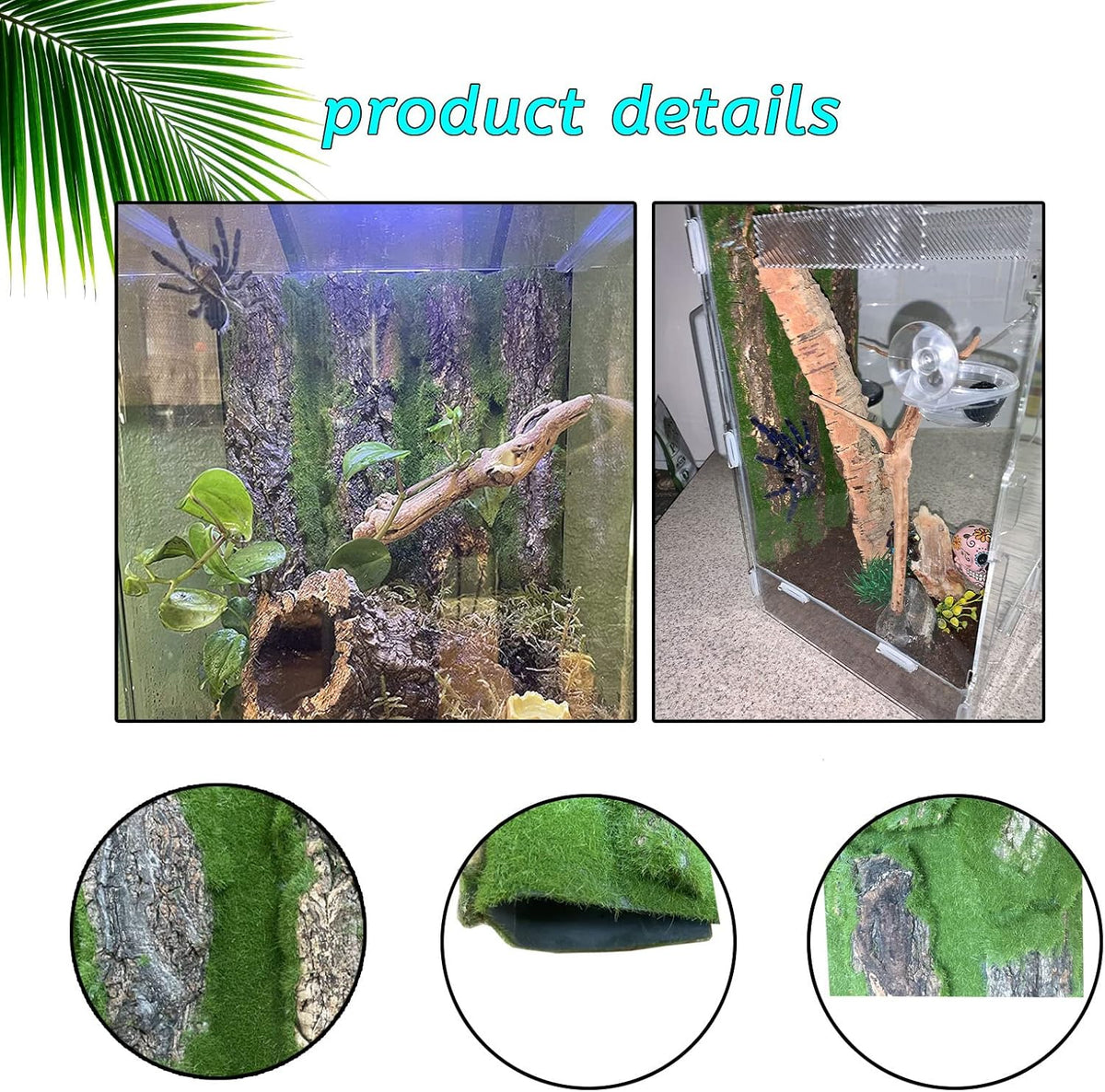 kathson Reptile Cork Terrarium Background Decor,Habitat Fitting Bark Backdrop Wall Artificial Moss