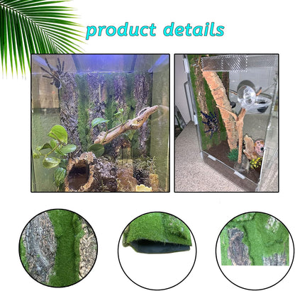 kathson Reptile Cork Terrarium Background Decor,Habitat Fitting Bark Backdrop Wall Artificial Moss