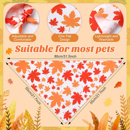 Chunful 100 Pieces Fall Dog Bandanas Bulk Autumn Pet Bandanas with Maple Leaves Patterns Triangle