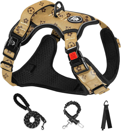 NESTROAD No Pull Dog Harness,Adjustable Oxford Dog Vest Harness with Leash,Reflective No-Choke Pet