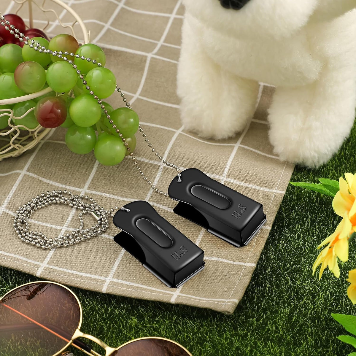 Jenaai 3 Pieces Brass Pet Training Clicker Dog Necklace Signaling Cricket Clicker Training for