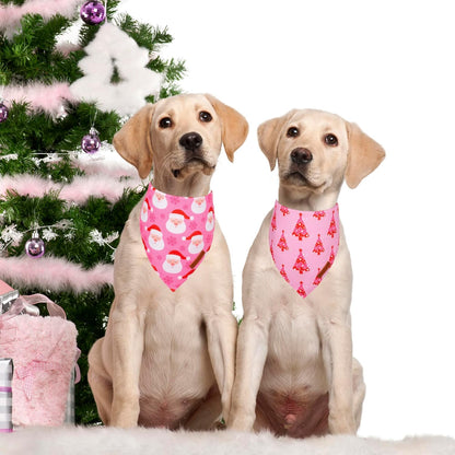 ADOGGYGO Christmas Dog Bandana, Xmas Tree Santa Pet Scarf, Premium Durable Fabric, Adjustable Fit