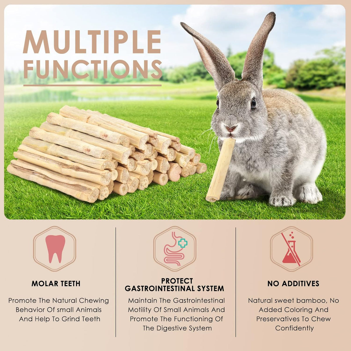 Bissap Sweet Bamboo Chew Sticks for Rabbits 1000g/2.2Ib, Bunny Chew Sticks for Rabbits Hamster