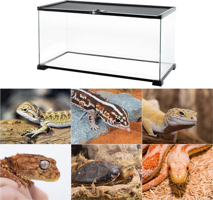 REPTI ZOO Full Glass 15 Gallon Reptile Tank, Medium Reptile Terrarium 24" X 12" X 12" for Gecko