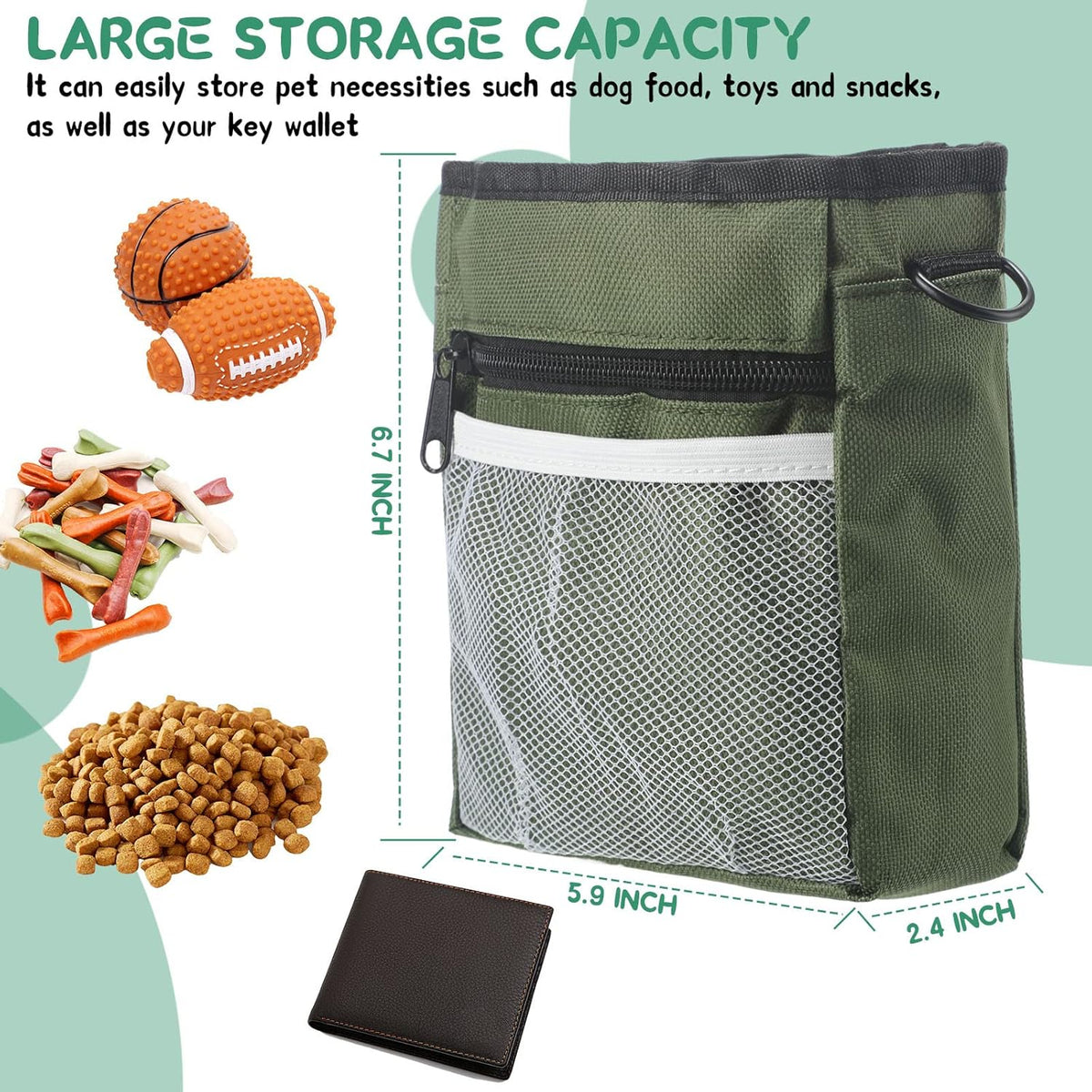 Hillban 6 Pcs Dog Treat Training Pouch Dog Treat Bag with Waist Shoulder Strap Bulk 6 Colors