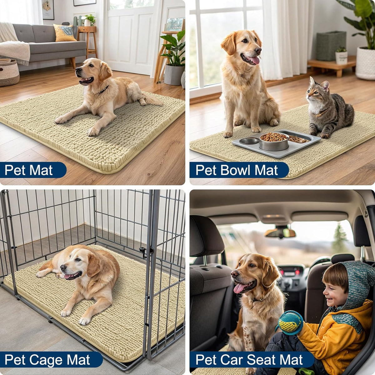 Smiry Dog Door Mat for Muddy Paws 24x16, Absorbs Moisture and Dirt Doormat, Non-Slip Washable Quick