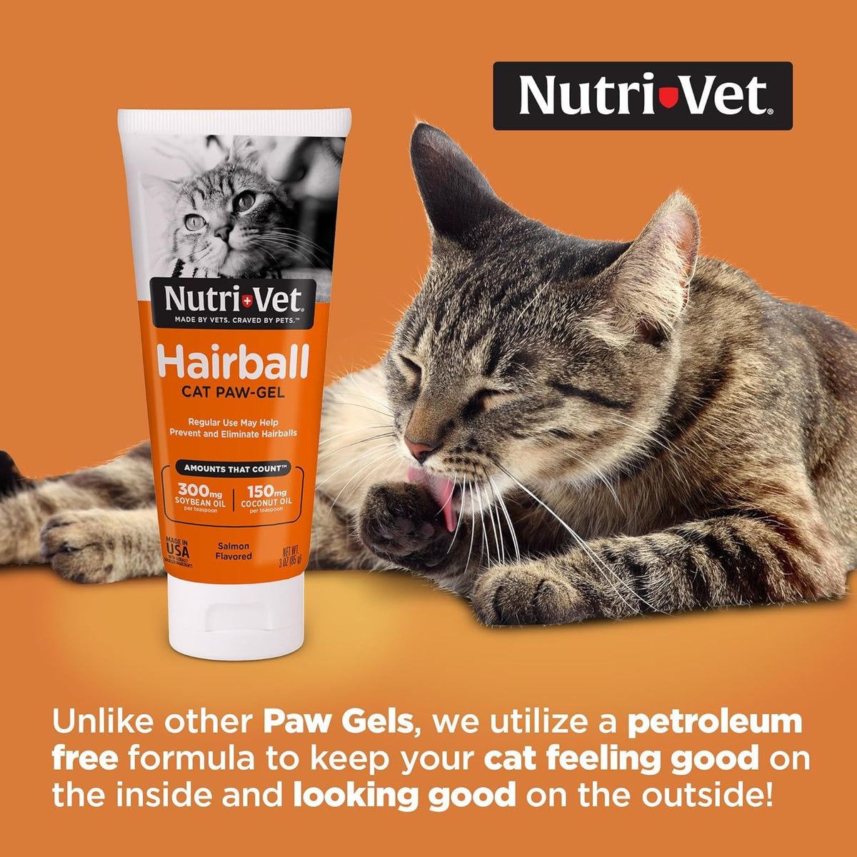 Nutri-Vet Hairball Paw Gel, Cat Hairball Remedy, Kitten Supplies, Hair Ball Relief for Cats, Fur