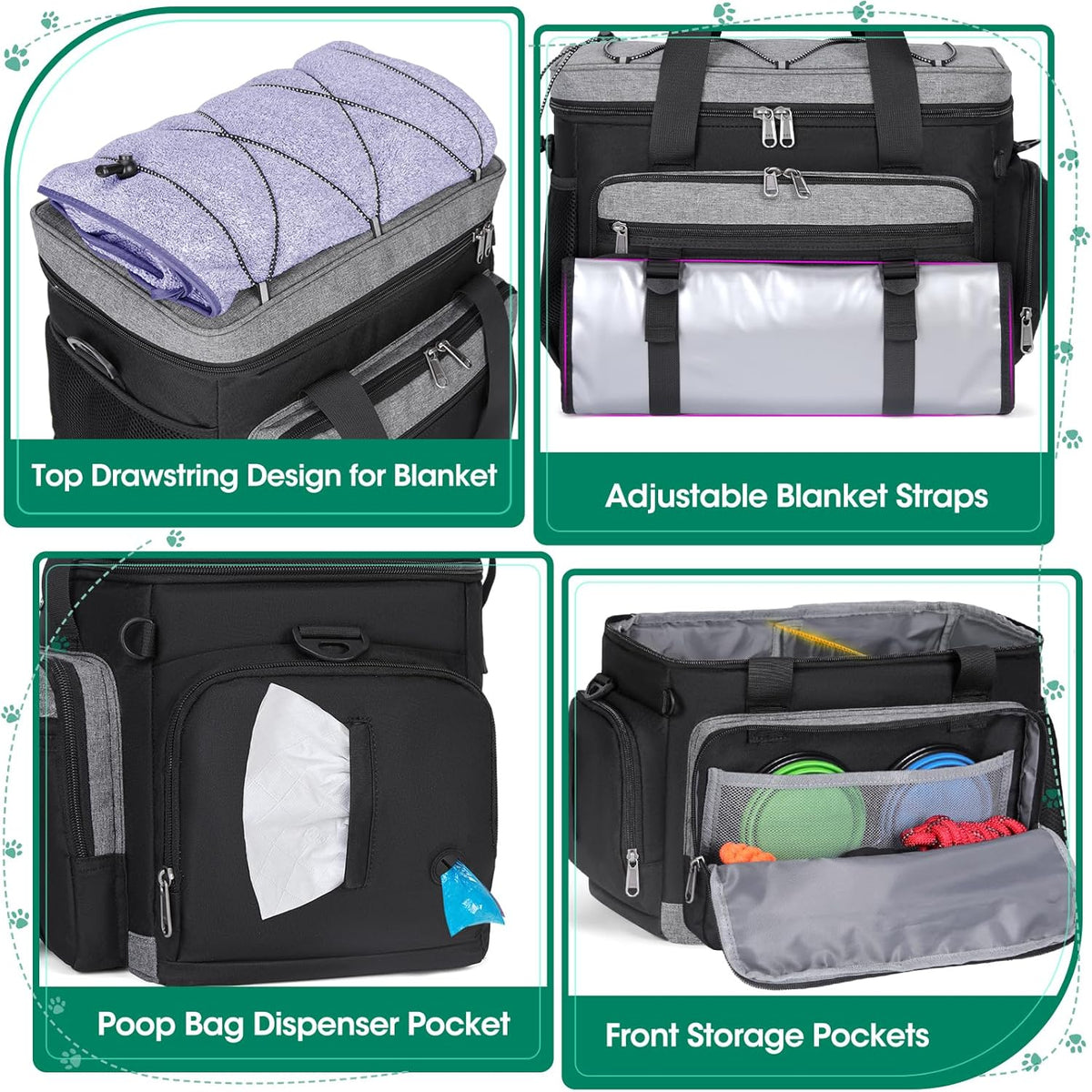 IGOLUMON Dog Travel Bag Large Pet Travel Bags Set for Supplies Weekend Travel Kit Tote Organizer