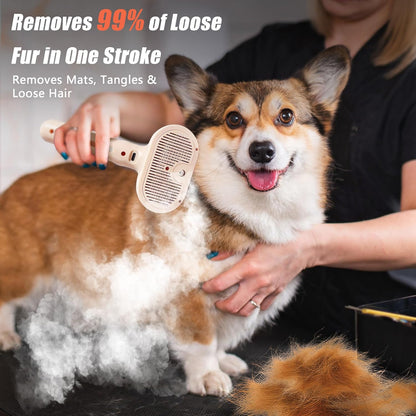 Dog Steam Brush 3 in 1 Cat Brush with Steam and Release Button Grooming Tool for Indoor Pets Dogs