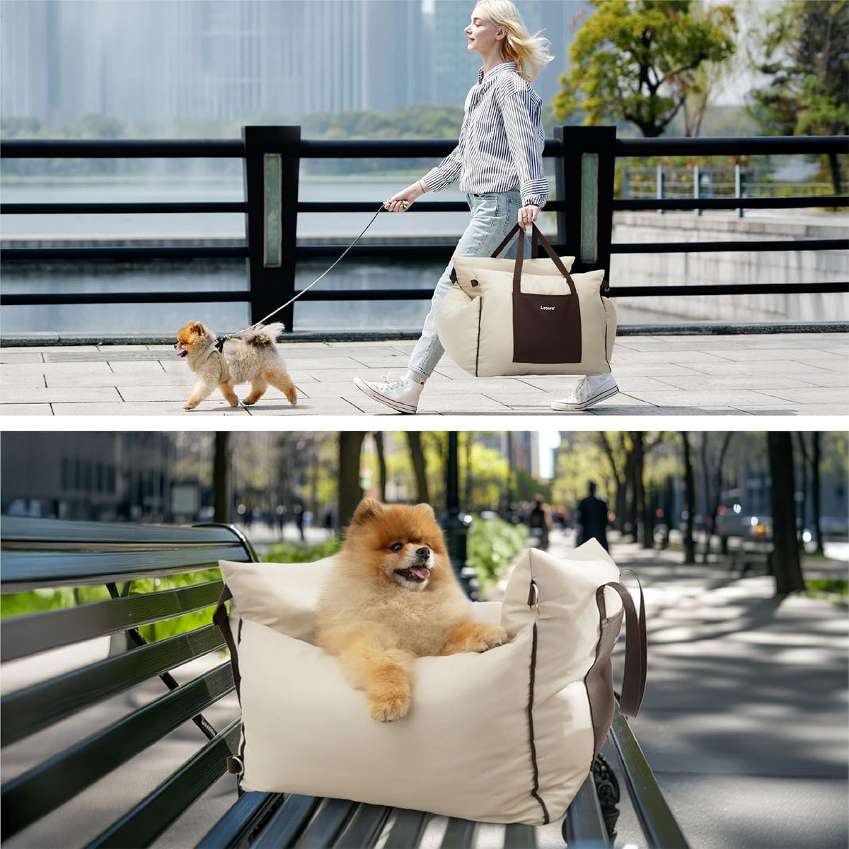 Lesure Small Dog Car Seat for Small Dogs - Dog Booster Seat for Car with Waterproof Bottom, Clip-On