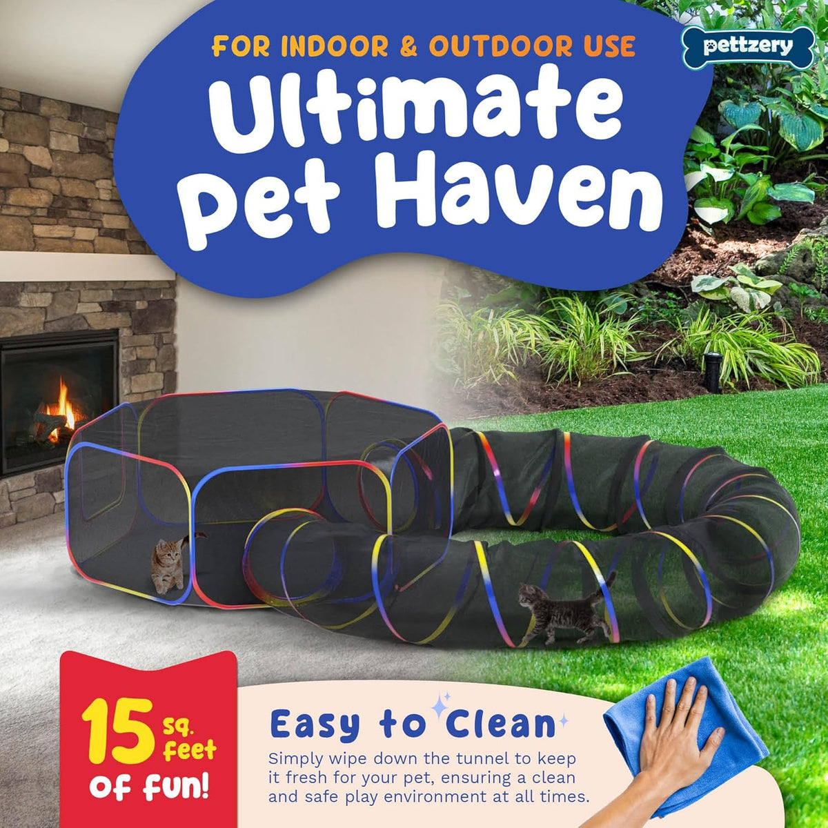 Outdoor Cat Enclosure - Portable Catio Playground for Cat Run, Kitty and Small Animals - Tent &
