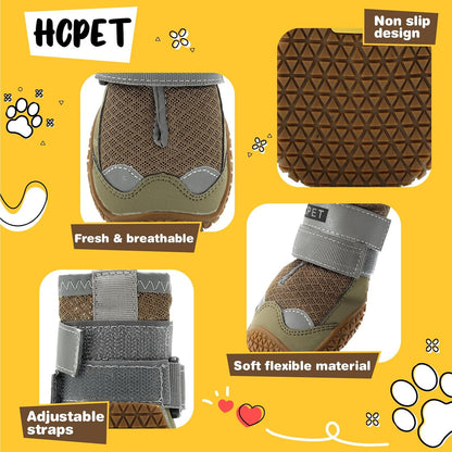 Hcpet Dog Shoes for Large Dogs, Breathable Dog Booties for Small Medium Dogs, Anti-Slip Dog Boots &