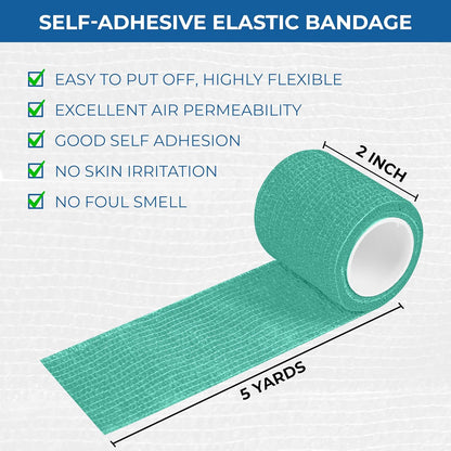 Self Adhesive Bandage Wrap - Pack of 24, Assorted Colors, Non-Woven, Breathable & Water-Resistant