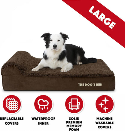 The Dog’s Bed Orthopedic Headrest Dog Bed Large Brown Plush 40x25, Memory Foam, Pain Relief