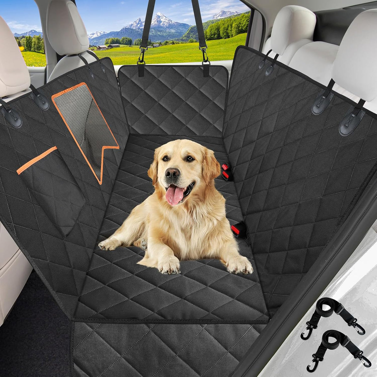 Kytely Dog Car Seat Cover for Back Seat,600D Heavy Duty Dog Hammock for Car with Side Flap,100%