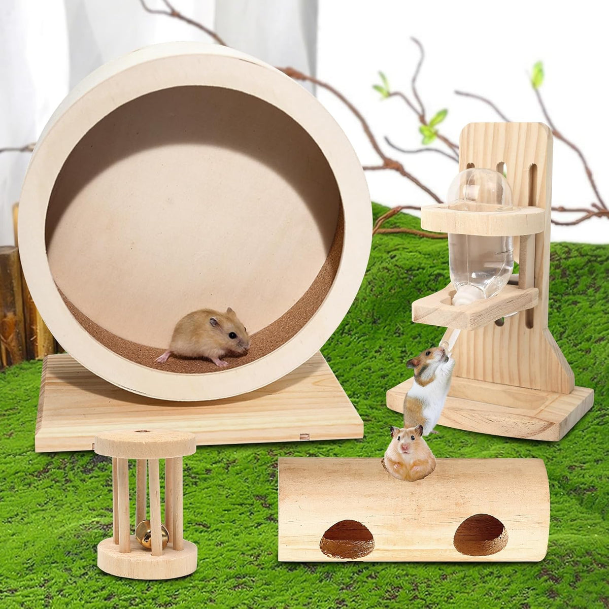 antiai 4 Pack Hamster Wheel Set,8.2Inch Medium Size Slience Quiet Spinner Hamster Running